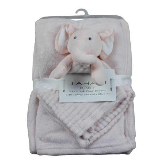 Tahari Baby Pink Elephant Security Blanket Lovey Set Fleece Plush Soft Girls NWT - Picture 1 of 4